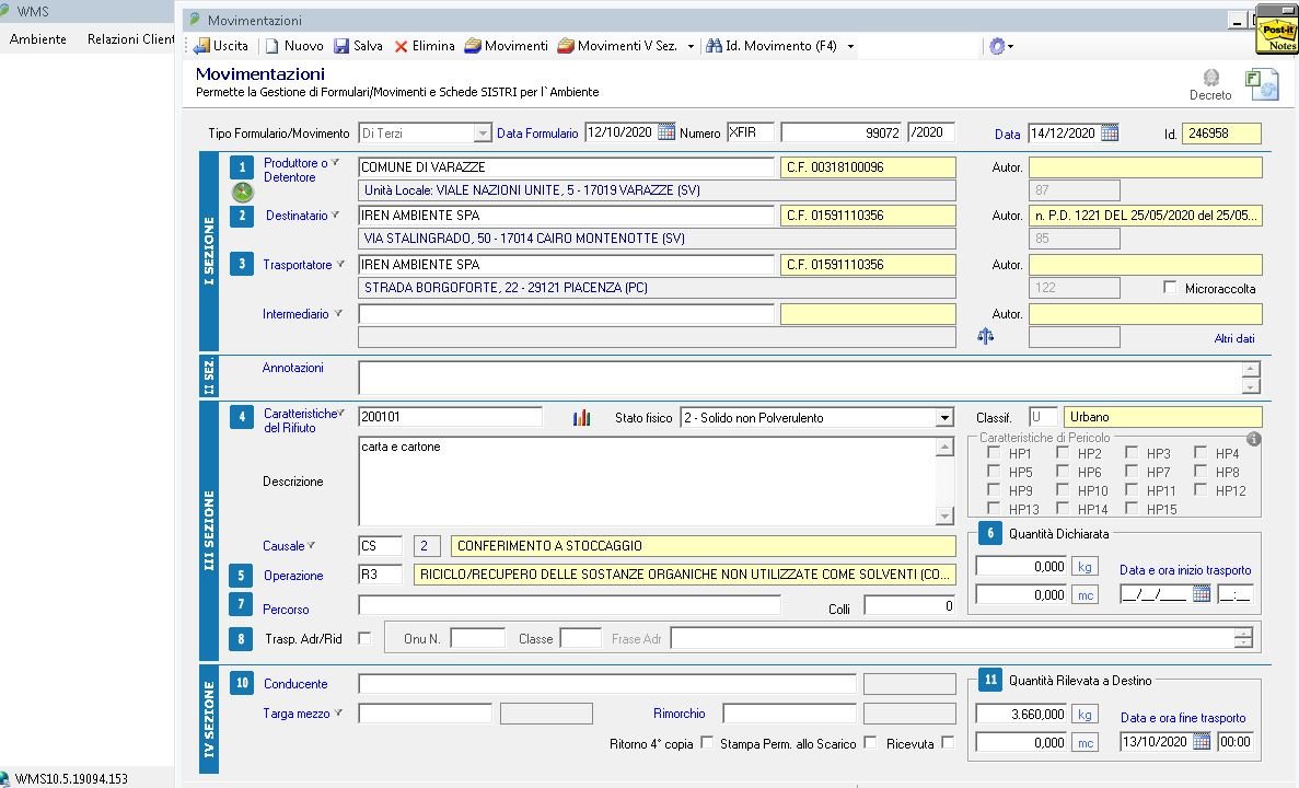 WMS Anthea gestione formulari