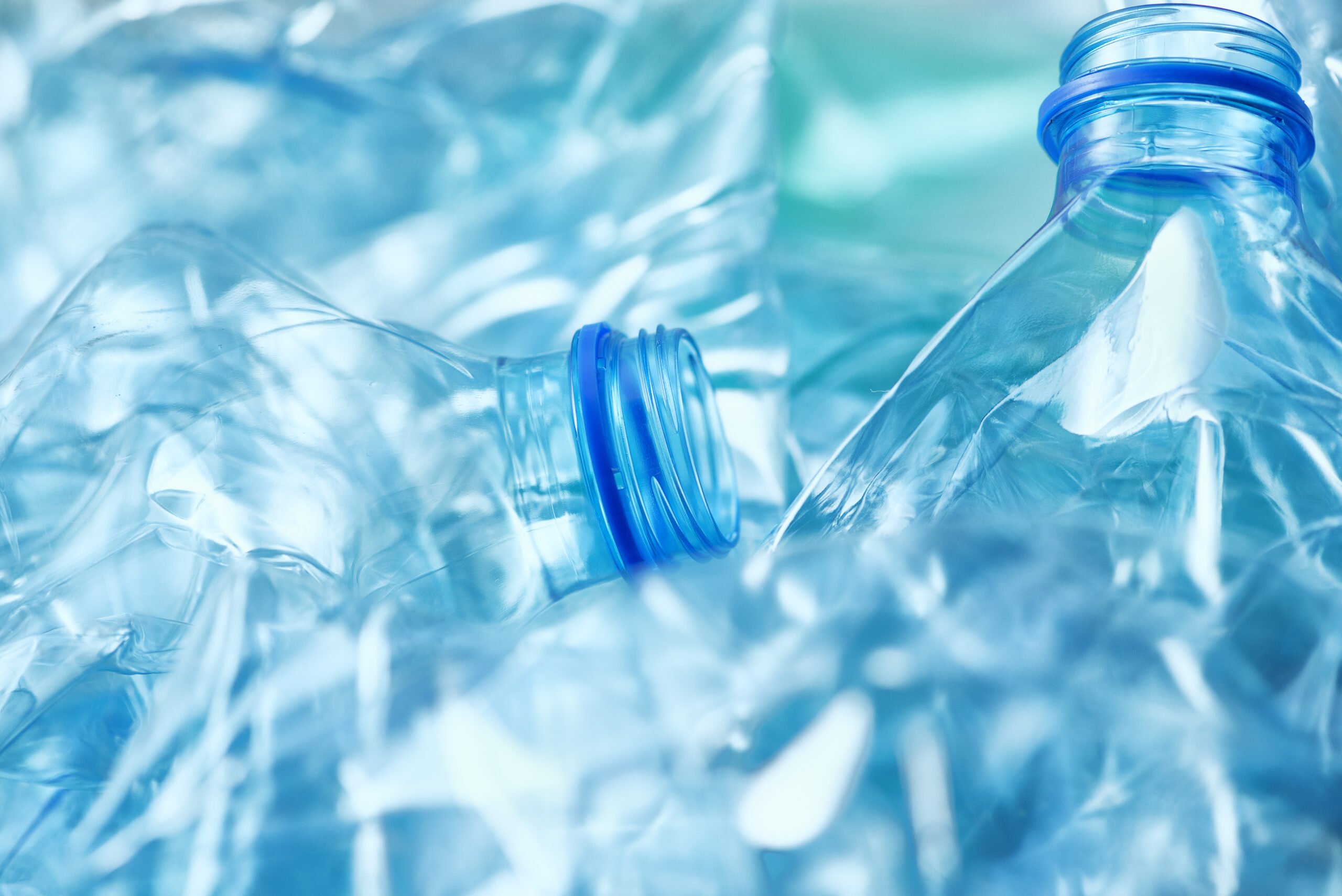 Crushed plastic bottles heap