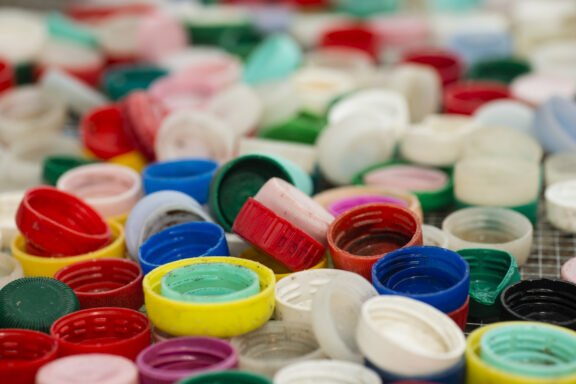 Plastic objects collected on beach