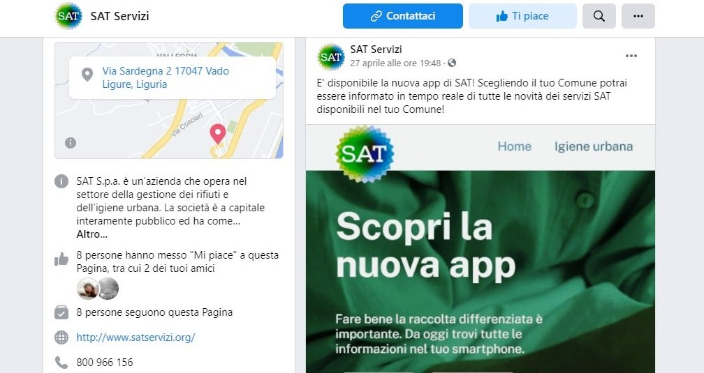 SAT Servizi, nuova pagina Facebook: più vicini al territorio, ai cittadini e all’utenza