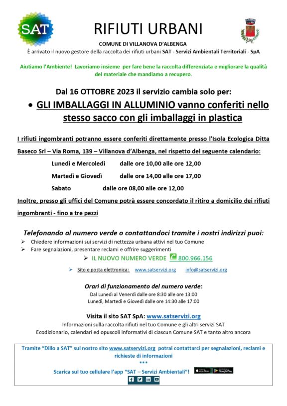 Villanova modalità raccolta e orari
