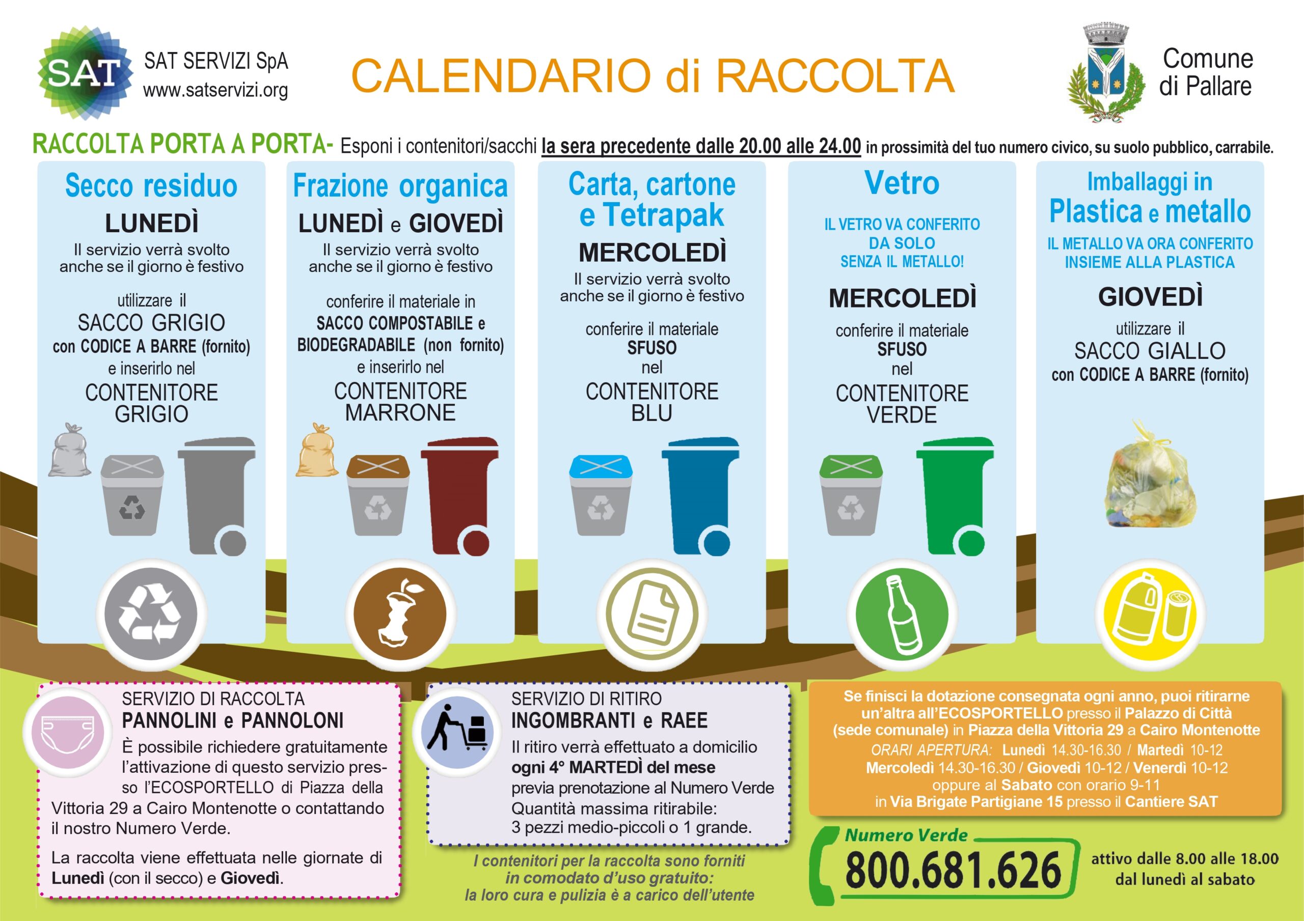Pallare: il calendario della raccolta differenziata