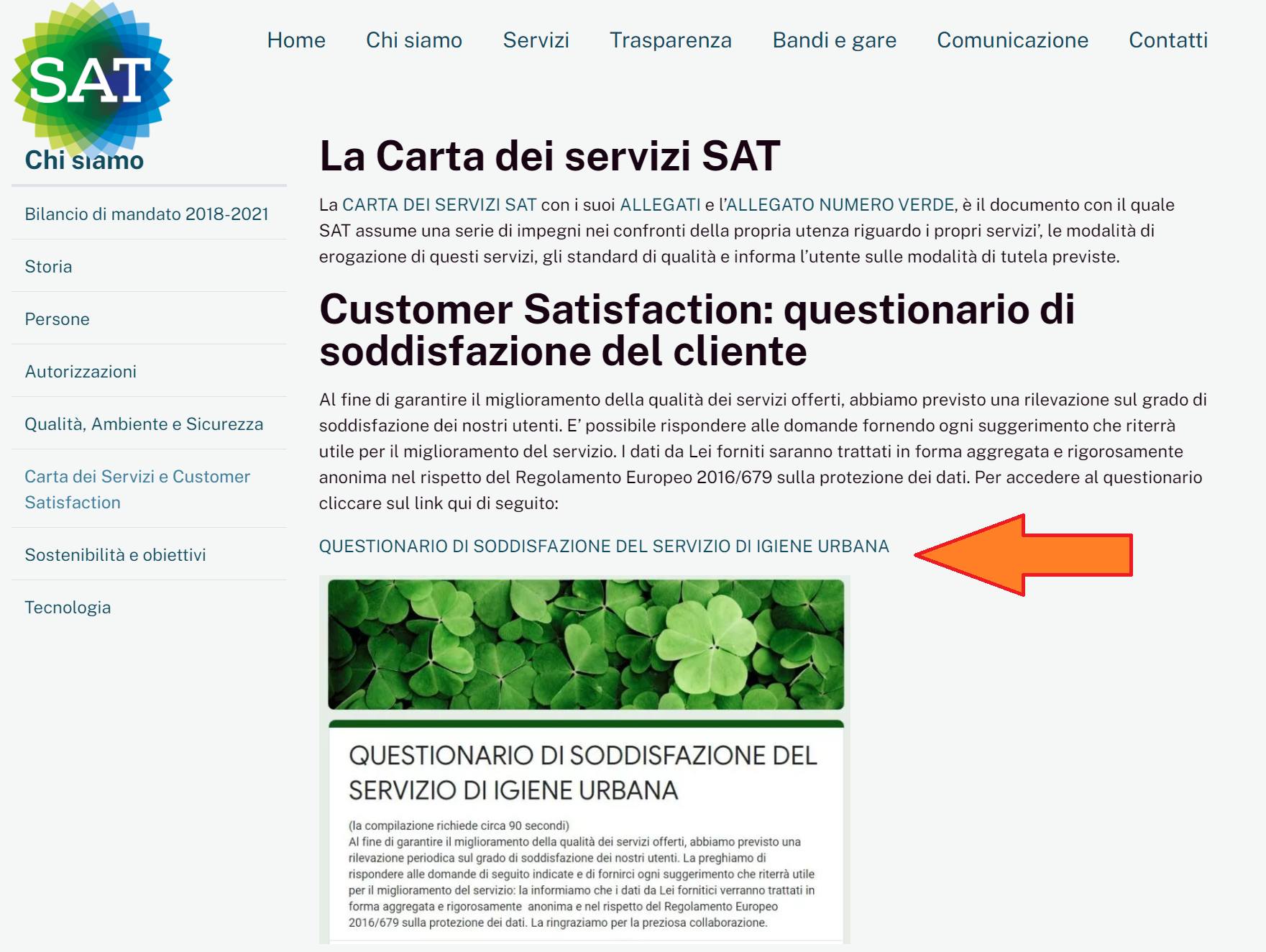 SAT, questionario di soddisfazione del cliente