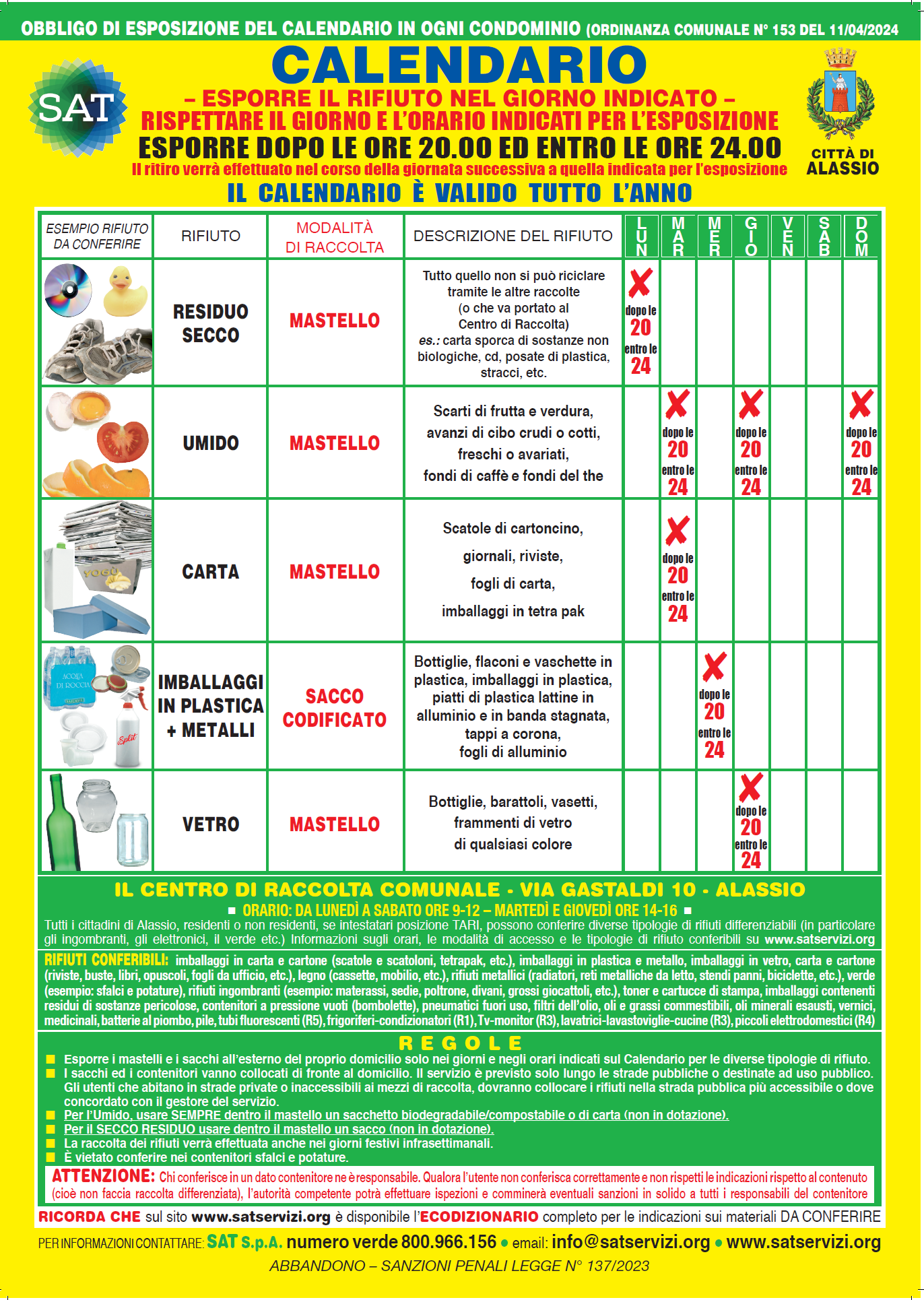 Calendario differenziata Zona B Mastelli